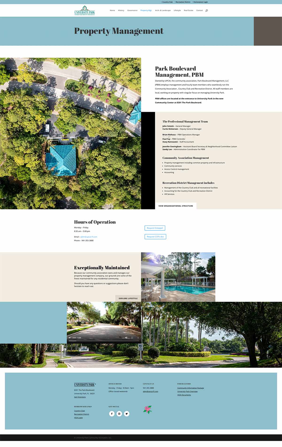 university park website design